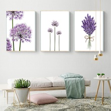 Pôster de flores de lavanda escandinavo, moderna pintura em tela, verde, posteres e impressões, decoração de casa, quarto, arte de parede 2024 - compre barato