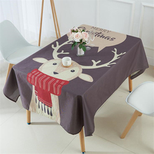 Decorative Linen Cotton Tablecloth Merry Christmas Gift Deer Pattern Printed Dinner Waterproof Table Cloth Home Decor Custom 2024 - buy cheap