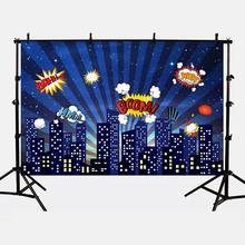  Superhero Photo Backdrop for Photography Studio Buildings Background Lighting Modern City Kids Birthday G-153 2024 - buy cheap