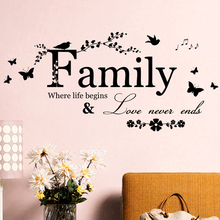 Family Love Never Ends Quote vinyl Wall Sticker Wall Decals Lettering Art Words Stickers Home Decor Wedding Decoration poster 2024 - buy cheap