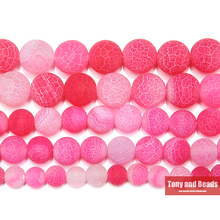 Natural Stone Frost Crab Magenta Agates Round Loose Beads 6 8 10 12MM Pick Size For Jewelry Making 2024 - buy cheap