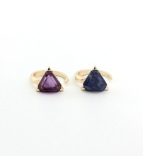 2016 new Alloy triangle ring purple blue stone vintage Openings ring for women 2024 - buy cheap