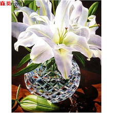 5D DIY diamante pintura venta flor blanca diamante bordado cuadrado completo diamante punto de cruz mosaico diamante pintura XY1 2024 - compra barato