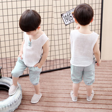 Cute Chinese Style Newborn Baby Boy girl Set Clothes Summer Cotton Linen Sleeveless Tops Vest and Shorts Infant Boy 2 Piece Sets 2024 - buy cheap