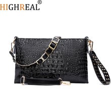 HIGHREAL Women Bag Brand Designer Crocodile Pattern Genuine Leather Women Handbags Day Clutches Envelope Bag Shoulder Bag 2024 - buy cheap