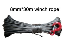 Free Shipping 8MM * 30M Synthetic Winch Line / UHMWPE Rope Cable With Hook 2024 - buy cheap