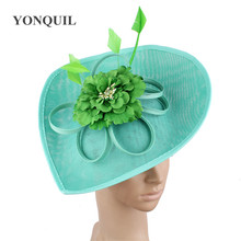 Elegant Emerald Green Fedoras Hats Kenducky Derby Hats Fascinator Women Summer Church Wedding Party Chapeau Headpieces SYF639 2024 - buy cheap