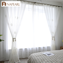 NAPEARL 1 Piece Floral Embroidery Tulle Curtains For Bedroom European Design Thread Fabric White Drops All Match Modern Elegant 2024 - buy cheap