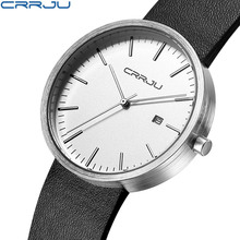 Crrju relógios masculinos simples negócios quartzo relógio de pulso moda militar esporte à prova dwaterproof água couro relógio de pulso relógios marca luxo 2024 - compre barato