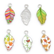 New 2Pcs/5Pcs/lot Alloy Enamel Leaf Charms Pendants Drop Oil Necklace Pendant Fit for Bracelets Earring Making Jewelry Findings 2024 - buy cheap