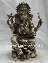 bir 001087 China Tibetan Buddhism Silver Bronze statue Ganapati Ganesh Lord Ganesha Buddha 2024 - buy cheap