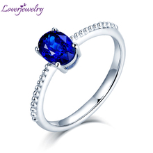 LOVERJEWELRY 18K White Gold Blue Sapphire Sri Lanka 100% Gemstone Wedding Women Ring Real Natural Gemstone Rings Party Jewelry 2024 - buy cheap