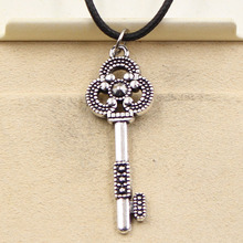 Colgante de plata tibetana para la mayoría de las llaves, collar, Gargantilla, cordón de cuero negro, joyería hecha a mano 2024 - compra barato