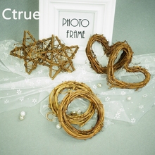 1pcs 10cm Rattan Stars ring Heart Sepak Takraw Wreath For Christmas Birthday Party & Home Wedding Party Decoration Rustic Door 2024 - buy cheap