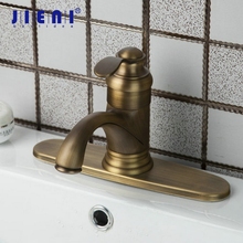 JIENI Solid Brass Bathroom Basin Sink Tap Antique Brass Cover Plate Water Basin Deck Mount Sink Tap Mixer Faucet 2024 - buy cheap