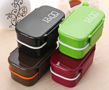 Fun Life 12:00 It's lunch time Japan style double tier Bento Lunch Box,Large meal box tableware Easy-Open microwave oven 2024 - buy cheap