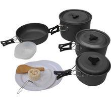 13pcs/Set Portable Outdoor Camping Tableware 4-5 Person Cookware Cooker Set Anodised Aluminum Pots Pans Bowls Foldable Handle 2024 - buy cheap
