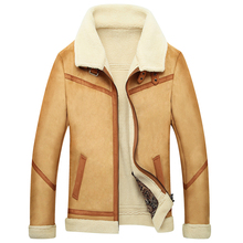 Jaqueta de couro de pele de carneiro para motocicleta, casaco masculino com pelo falso, de luxo, para outono e inverno 2024 - compre barato