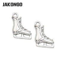 JAKONGO Antique Silver Plated Skate Shoe Charm Pendant for Jewelry Accessories Making Bracelet Findings 20X12mm 20pcs/lot 2024 - купить недорого