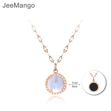 JeeMango Titanium Stainless Steel Black/White Shell Pendant Necklaces Jewelry Rose Gold Chokers Necklace For Women Girls N19005 2024 - buy cheap