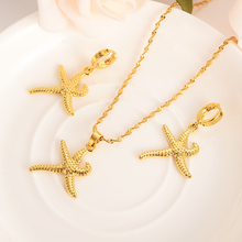 Conjunto de collar y pendientes con colgante de oro para mujer, regalo de fiesta, estrella de mar, joyería fina 2024 - compra barato