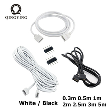 5pcs White / Black Female LED Strip Cable Connector 4Pin Extension Wire 30cm 50cm 1m 2m 2.5m 3m 5m For 3528 5050 RGB LED Strips 2024 - buy cheap