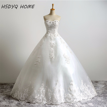 Real Photo White Ball Gown Wedding dresses Strapless Lace Appliques Bridal Gown Floor-Length Vestidos De Novia Customize 2024 - buy cheap