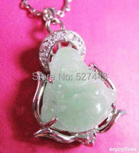 WholesaleLAN021  >>>>>Natural Light Green stone Buddha White stone Crystal Pendant & Necklace 2024 - buy cheap