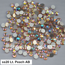 Free Shipping! 1440pcs/Lot, ss20 (4.8-5.0mm) Light Peach AB Flat Back Non Hotfix Glue On Nail Art Rhinestones 2024 - buy cheap