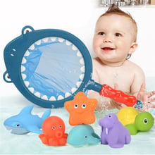 7PCS/Sets Fishing Toys Network Bag Pick up Duck&Fish Kids Toy Swimming Classes Summer Play Water Bath Doll Water Spray Bath toys 2024 - buy cheap