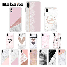 Babaite Gold Pink rose Glitter marble Transparent silicone Soft TPU Phone Case for iPhone X XS MAX 6 6S 7 7plus 8 8Plus 5 5S XR 2024 - buy cheap