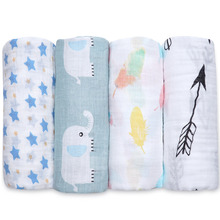 Baby Blanket Swaddle Newborn Muslin Big Diapers Soft Baby Bath Towel Cartoon Animal Flamingo Print Kids Bedding Set Cotton Quilt 2024 - buy cheap
