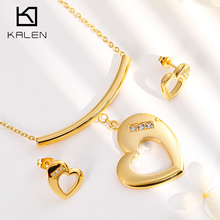 Kalen Women Jewelry Sets Romentic Heart Gold Color Stainless Steel Rhinestone Necklaces & Earrings Sets For Women Wedding Gifts 2024 - buy cheap