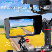Монитор FEELWORLD 4K S55, 5,5 дюймов, ips на камере, монитор для цифровой зеркальной камеры, поддержка фокуса 1280x720, 4 K, HDMI вход, DC 2024 - купить недорого