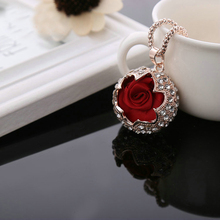 Fashion red flower pendant rose gold color crystal long necklace/new arrival women wedding accessories wholesale/collier femme 2024 - buy cheap