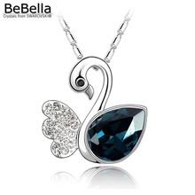 BeBella-collar con colgante de animal cisne de cristal para mujer y niña, joyería Swarovski, regalo de cumpleaños y Navidad 2024 - compra barato