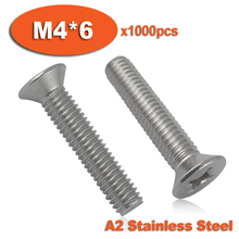 1000pcs DIN965 M4 x 6 A2 Stainless Steel Screw Cross Recessed Countersunk Flat Head Screws 2024 - buy cheap