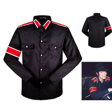 Черная ретро-рубашка из хлопка с вышивкой в память Майкла Джексона MJ 2024 - купить недорого