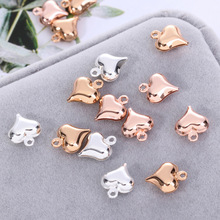 11*9MM Rose Gold Silver 3D Heart Pendant Charms Metal Copper Jewelry Making Accessories 50PCS 2024 - buy cheap