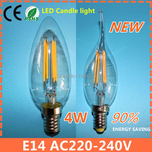 Hot sale 2W/4W E14 led glass candle  light 220V 240V AC  LED Filament Candle Bulbs CRI 80 360 Degree 10pcs Per Lot 2024 - buy cheap