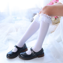 Japanese lolita black and white velvet jk high cos thigh stockings lace stockings stockings students uniform stock XWZ-CT01 2024 - buy cheap