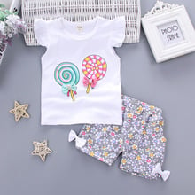 Baby Girls Summer Clothing Set Flying Sleeve Candy Clothes Set For Girls Cotton T shirt And Short Pant 2PCS Baby Set 2024 - buy cheap