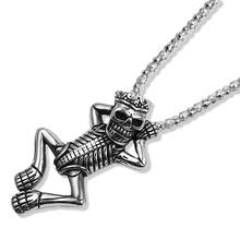Punk Skull Crown Necklace gothic Skull body pendant beads chain Men Women Halloween Party Cosplay Jewelry accessories Gifts 2024 - buy cheap