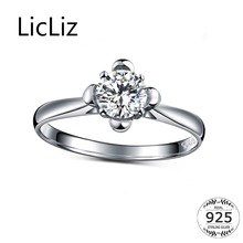 LicLiz-Anillo de Plata de Ley 925 con flor de cristal, joyería de oro blanco, Circonia cúbica transparente, LR0704A 2024 - compra barato