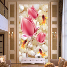 beibehang Customize size High Quickly HD mural 3d stereoscopic wallpaper wallpaper wall paper tulip with stone papel de parede 2024 - buy cheap