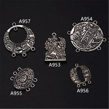 WKOUD-Lote de 5 uds. De conectores de aleación de metal para joyería, pulseras de pendientes retro, abalorios de Maya, mezcla de colores plateados, A1170 2024 - compra barato