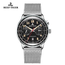 Reef tiger/rt-relógio clássico vintage para homens de negócios, pulseira de aço, relógio automático funcional, rga9122 2024 - compre barato