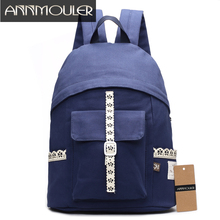 Рюкзак Annmouler для женщин, Большая вместительная школьная сумка, высококачественный холщовый рюкзак, кружевные рюкзаки для ноутбука, рюкзак яркого цвета 2024 - купить недорого