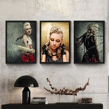 HAOCHU Nordic Decorative Canvas Painting Character Pictures Individuality Cool Girl Vertical Rectangle for Bar and KTV Posters 2024 - buy cheap