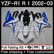 Body For YAMAHA YZF R 1 YZF 1000 YZF-R1 2002 2003 20HC.3 YZF R1 02 03 YZF-1000 YZF1000 YZFR1 02 03 Fairing Frame Blue white TOP 2024 - buy cheap
